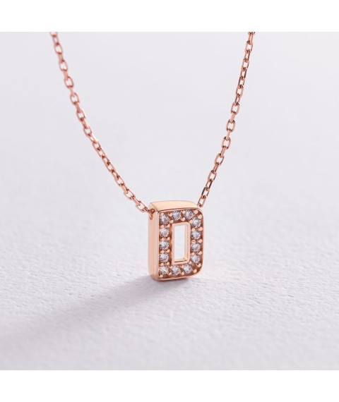 Gold necklace with the letter "D" (cubic zirconia) count01255D Onix 45