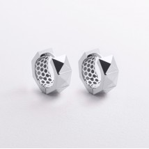 Сережки - кільця "Claire" у білому золоті с09379 Онікс