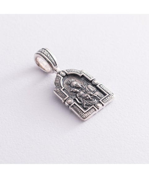 Silver amulet "Mother of God" 13757 Onyx