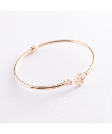 Gold bracelet "Clover" (cubic zirconia) b04493 Onyx