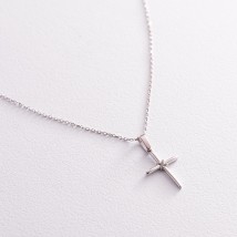Gold necklace "Cross" with cubic zirconia col02192 Onix 45
