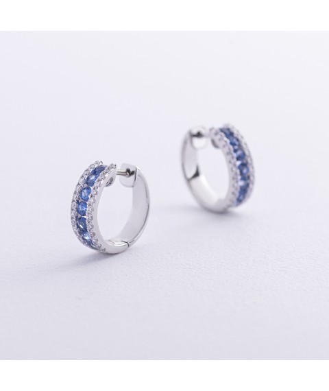 Gold earrings - rings (diamonds, sapphires) sb0503nl Onyx
