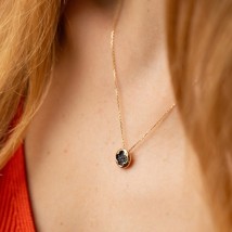 Gold necklace "Clover" with black diamonds 741171622 Onyx 45