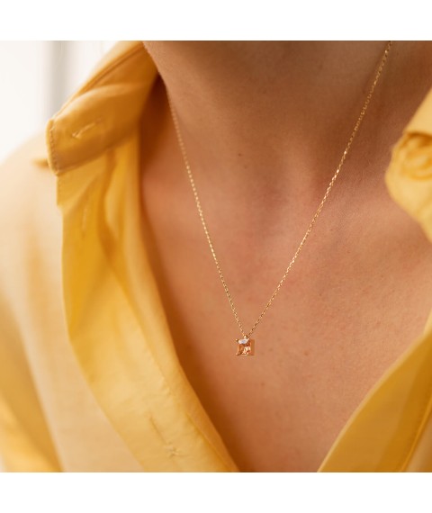 Gold necklace "Alma" (orange cubic zirconia) count02366 Onyx 45