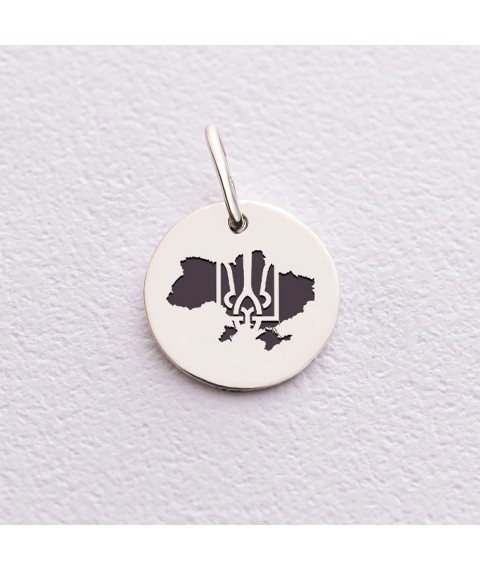 Silver pendant "Coat of arms of Ukraine - Trident" 132722ukr Onyx
