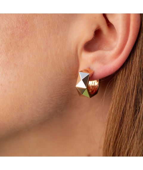 Earrings - rings "Anna-Lisa" in red gold s09029 Onyx