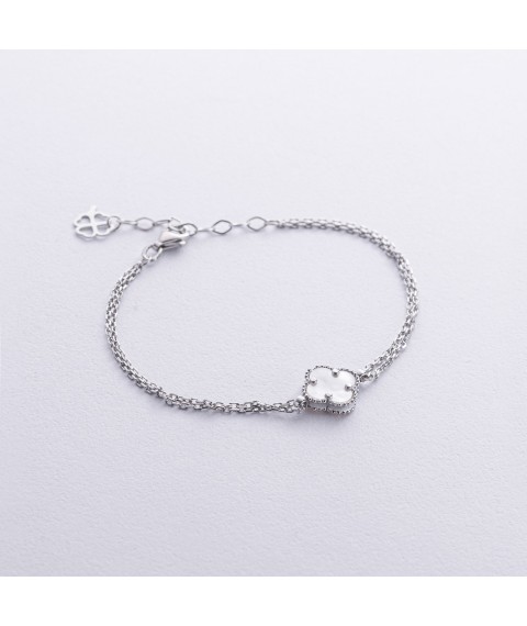 Silver bracelet "Clover" with mother of pearl 141697 Onix 19