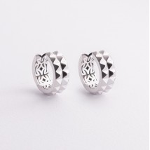 Серьги - кольца "Monika" в белом золоте с09312 Онікс