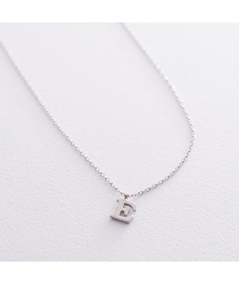 Silver necklace with the letter E 18619b Onix 45