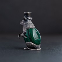 Серебряная фигура "Мышь" ручной работы 23136 Онікс