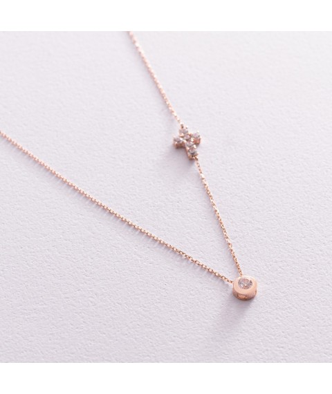 Gold necklace with a cross (cubic zirconia) coll02113 Onyx 43