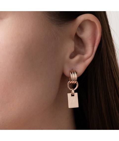 Gold earrings with English clasp s06492 Onyx