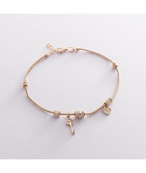 Gold bracelet with cubic zirconia b04013 Onix 19