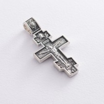 Silver Orthodox cross "Crucifixion. Archangel Michael" 132784 Onyx