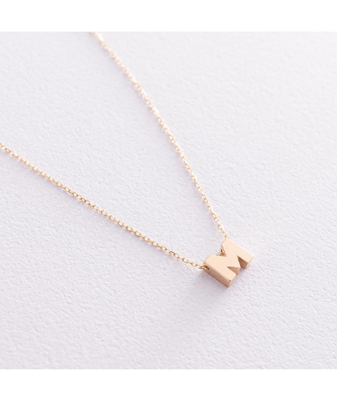 Necklace with the letter "M" in yellow gold kol01164M Onix 45