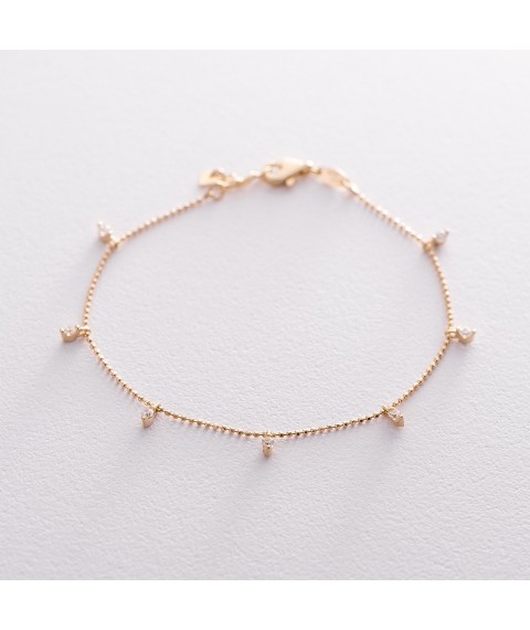Gold bracelet with cubic zirconia b04218 Onix 20.5