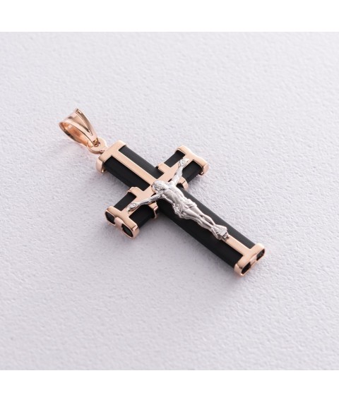 Golden Orthodox cross "Crucifixion. Save and Preserve" (rubber) 940011 Onyx