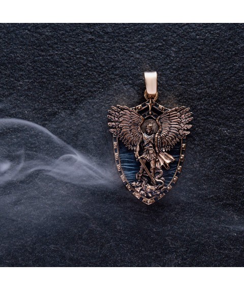 Gold pendant "Archangel Michael. Prayer" (custom engraving is possible) p03807 Onyx
