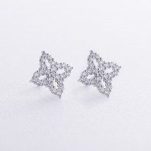 Gold earrings - studs "Clover" (diamonds) sb0487m Onix