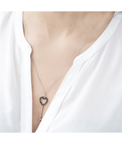 Silver necklace "Key" 18454 Onix 70