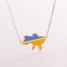 Necklace "Map of Ukraine" in yellow gold (blue and yellow enamel) count02323 Onix 42