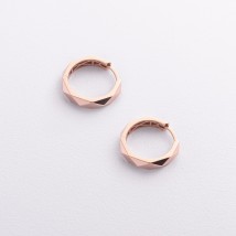 Серьги - кольца в красном золоте с09311 Онікс