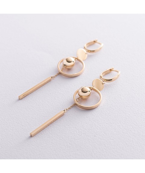 Gold earrings "Sun" with English clasp s06532 Onyx