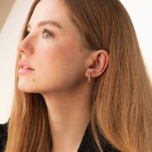 Gold earrings with cubic zirconia s08909 Onyx