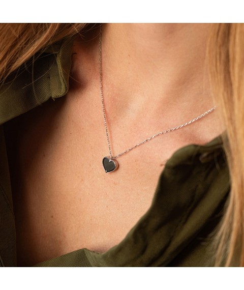 Silver necklace with heart (onyx) 18793 Onyx 42