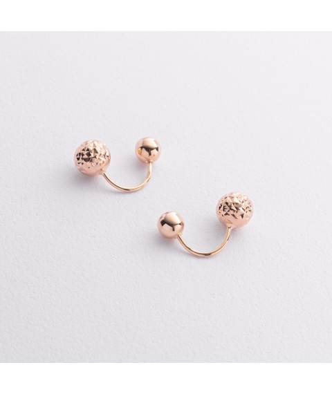 Серьги "Шарики" в красном золоте с09322 Онікс