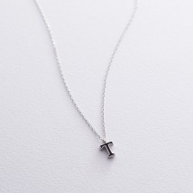 Silver necklace with the letter T 18624h Onyx 45