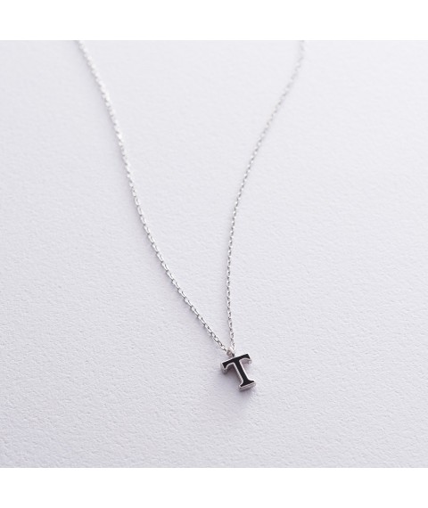 Silver necklace with the letter T 18624h Onyx 45