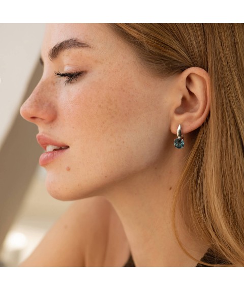 Silver earrings with topaz "London Blue" GS-02-003-33 Onyx