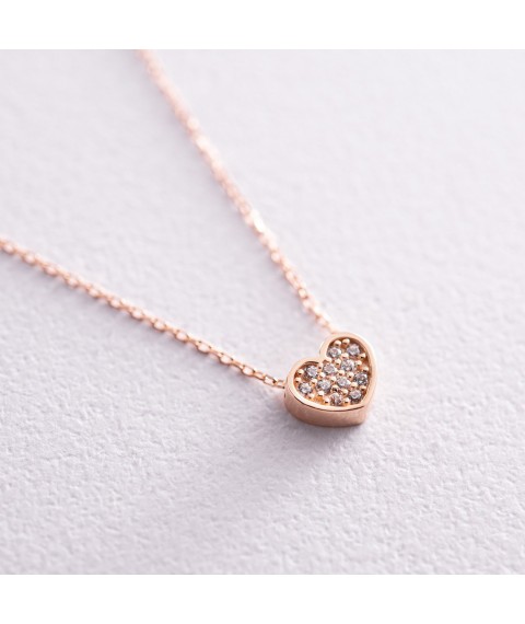 Necklace "Heart" with cubic zirconia (red gold) count02295 Onix 45