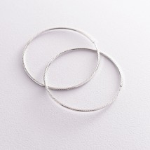 Серьги - кольца в белом золоте (5.4 см) с07149 Онікс