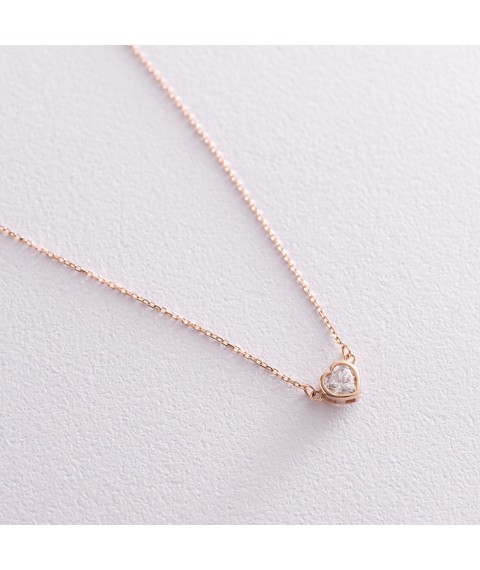 Necklace "Heart" in red gold coll01833 Onix 40