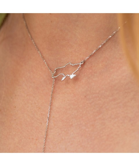 Золотое колье - галстук "Карта Украины" (куб. цирконий Swarovski в форме сердца) ﻿4050б Онікс
