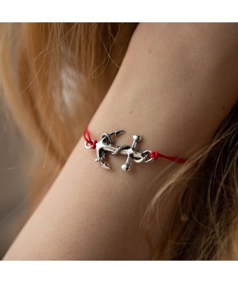 Bracelet with red thread "Anchor" 141312 Onix 19.5