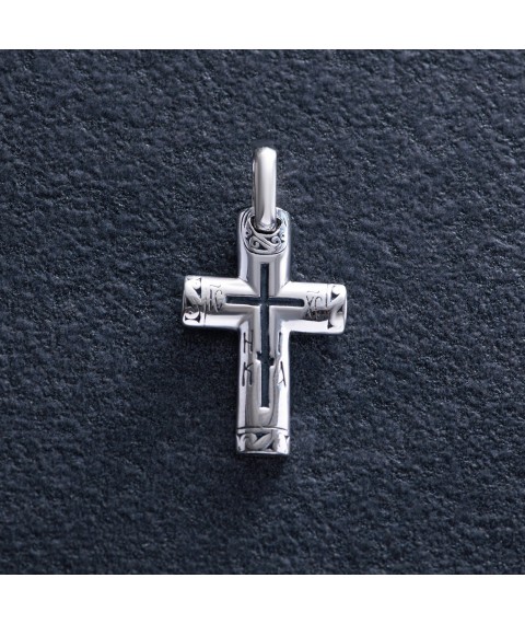 Серебряный православный крест (чернение) 131733 Онікс