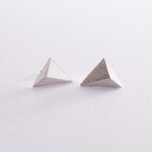 Сережки - пусети "Піраміда" у сріблі 123266 Онікс