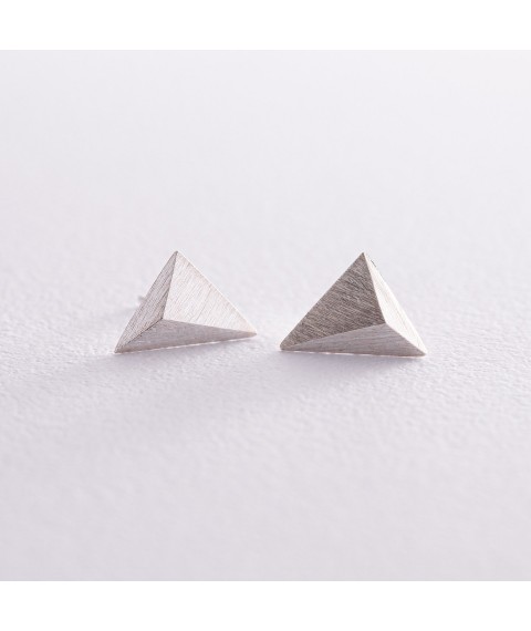 Сережки - пусети "Піраміда" у сріблі 123266 Онікс