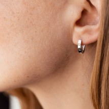 Earrings - rings "Love" in white gold s08006 Onyx