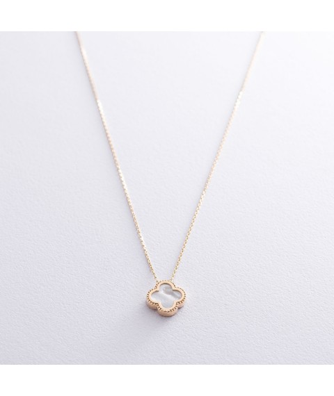 Necklace "Clover" in yellow gold (mother of pearl) count01695 Onix 50