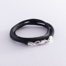 Silk cord with a smooth silver clasp (3mm) 18217 Onyx 45