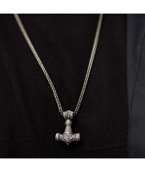 Silver pendant "Thor's Hammer" 7042 Onyx
