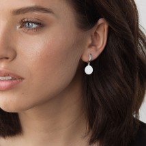 Earrings "Coins" in white gold s06395 Onyx