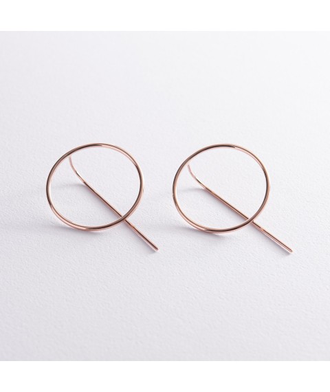 Earrings "Geometry" in red gold s07882 Onyx