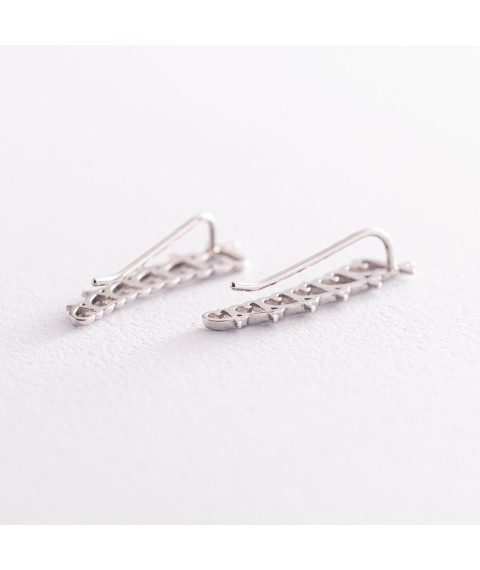 Climber earrings "Hearts" in white gold s07123 Onyx