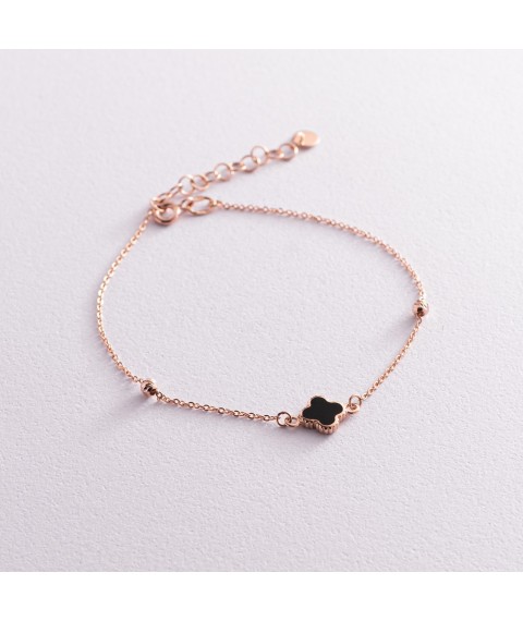 Gold bracelet "Clover" (black enamel) 820189Ech Onix 18