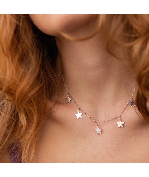 Silver necklace "Stars" 18948 Onyx 45